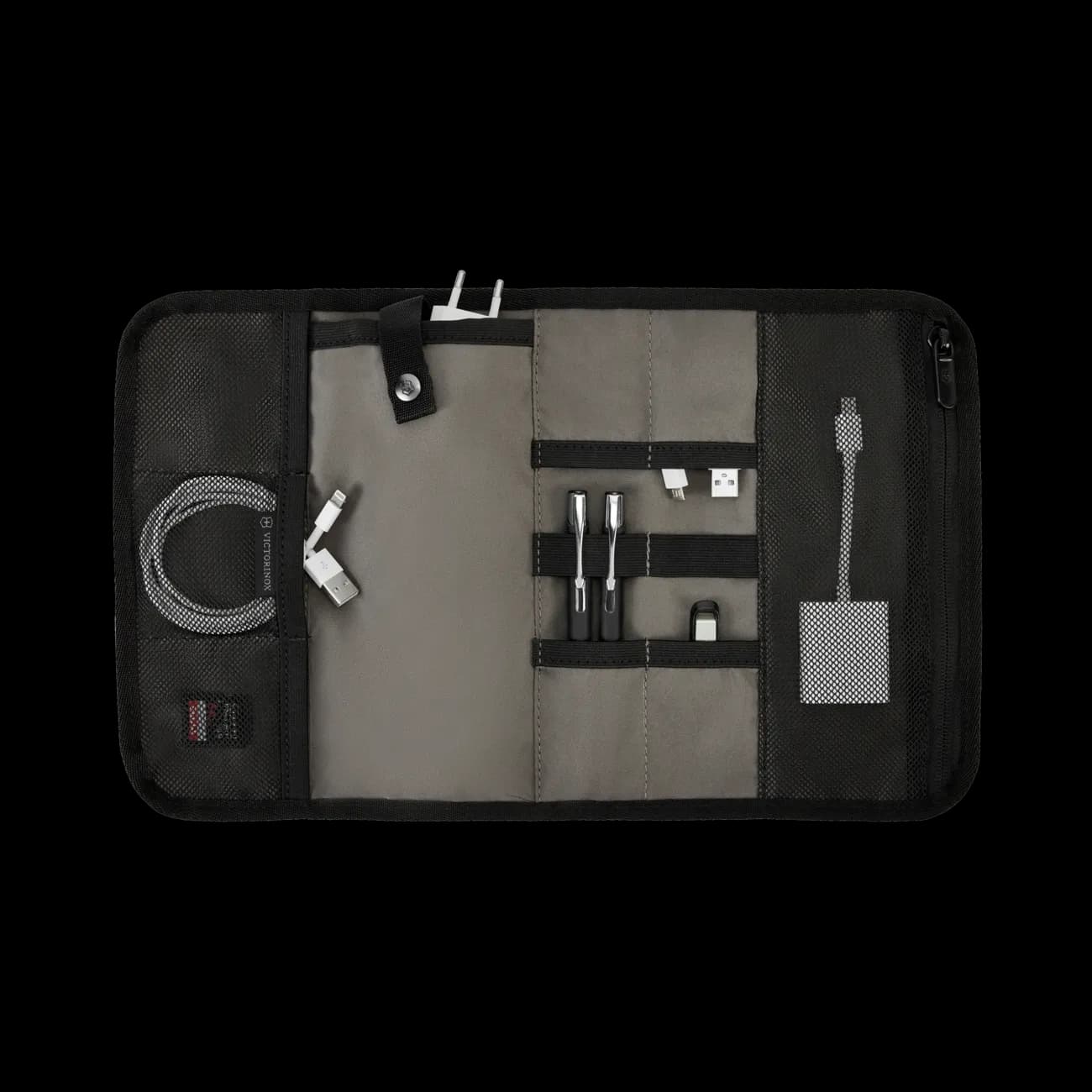 Schwarzer Rucksack für Damen & Herren innenfach offen