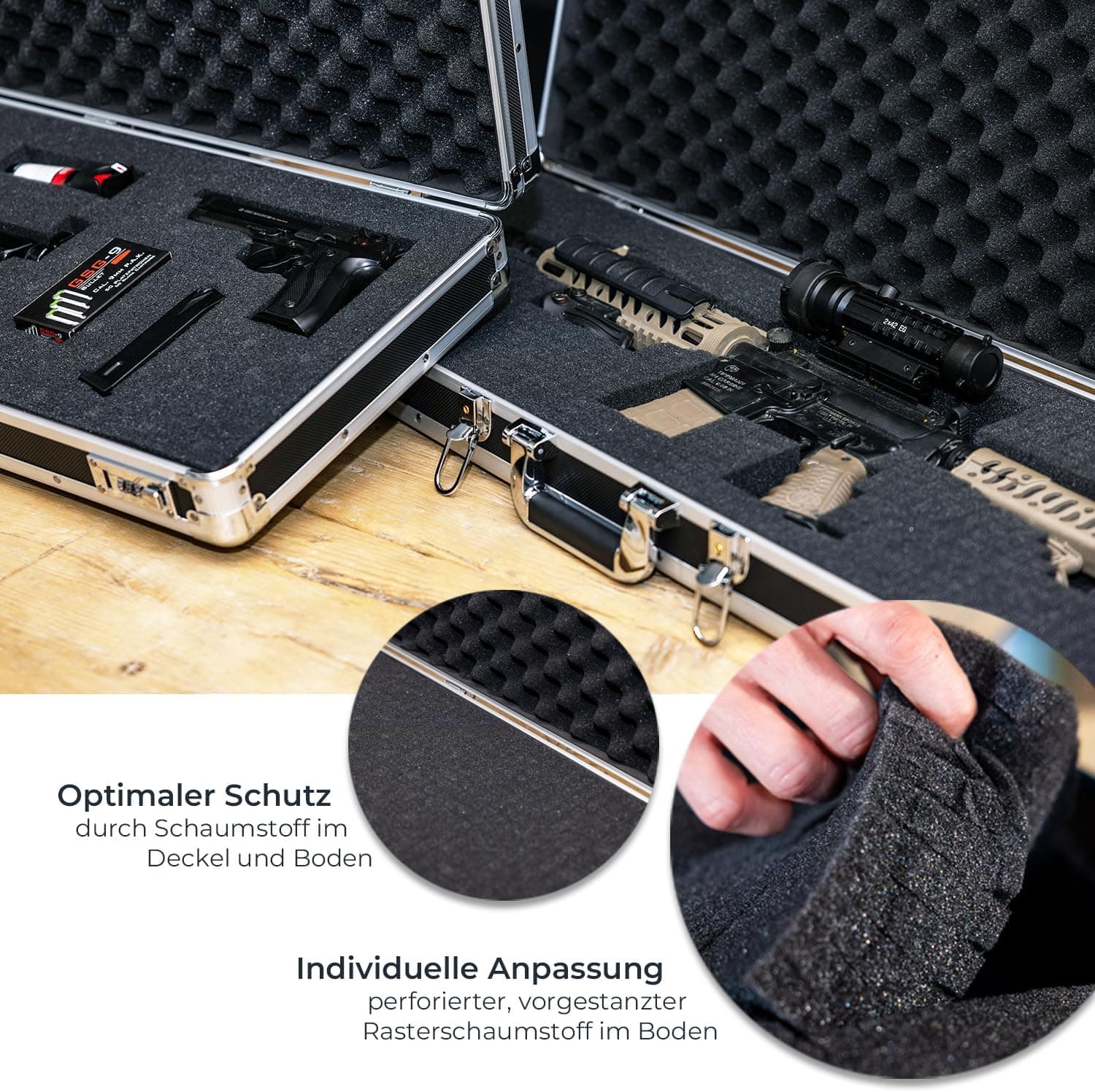 Waffenkoffer abschließbar für Gewehre groesse 82x36x12 innen