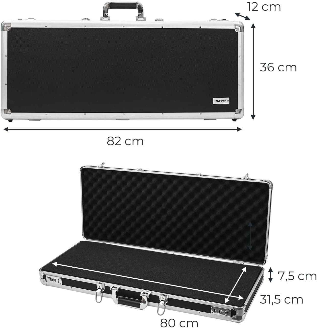 Waffenkoffer abschließbar für Gewehre groesse 82x36x12 koffer maße
