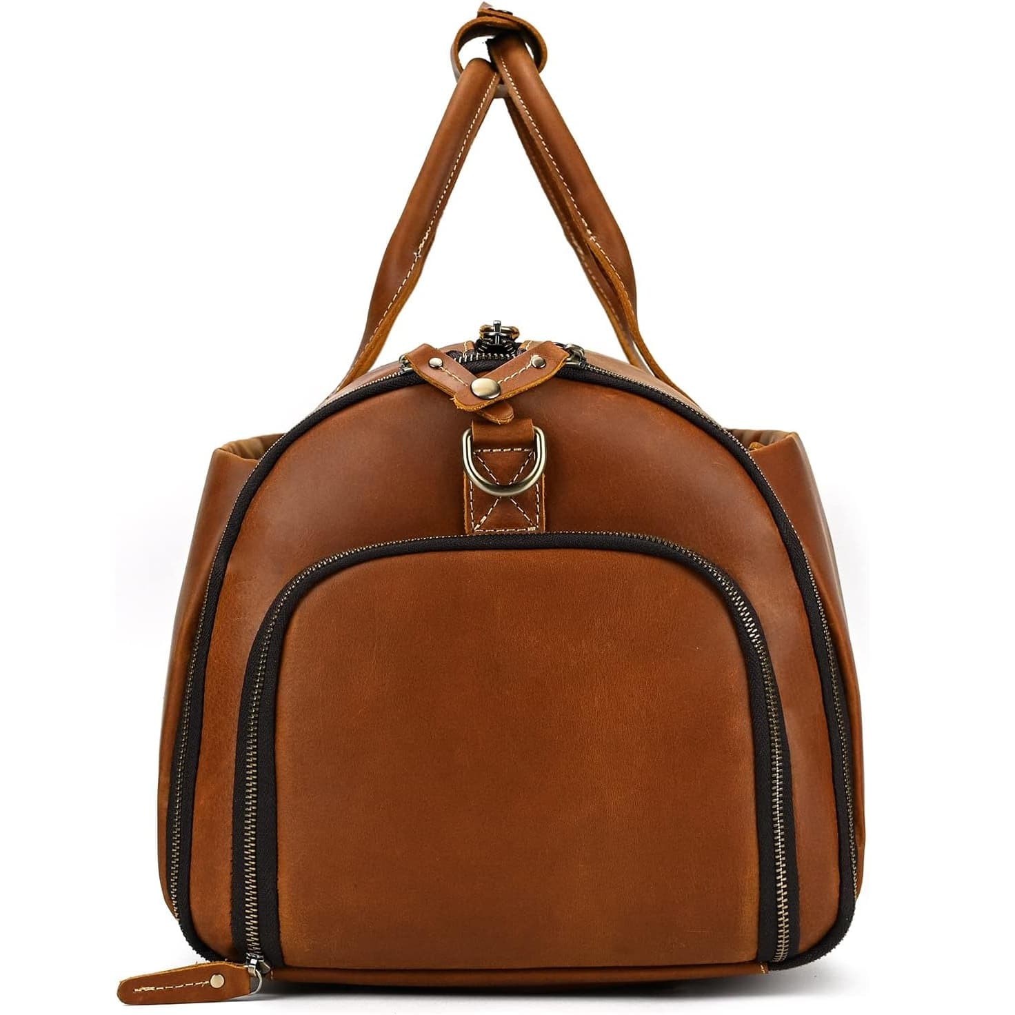 Leder Weekender Herren Damen seitlich