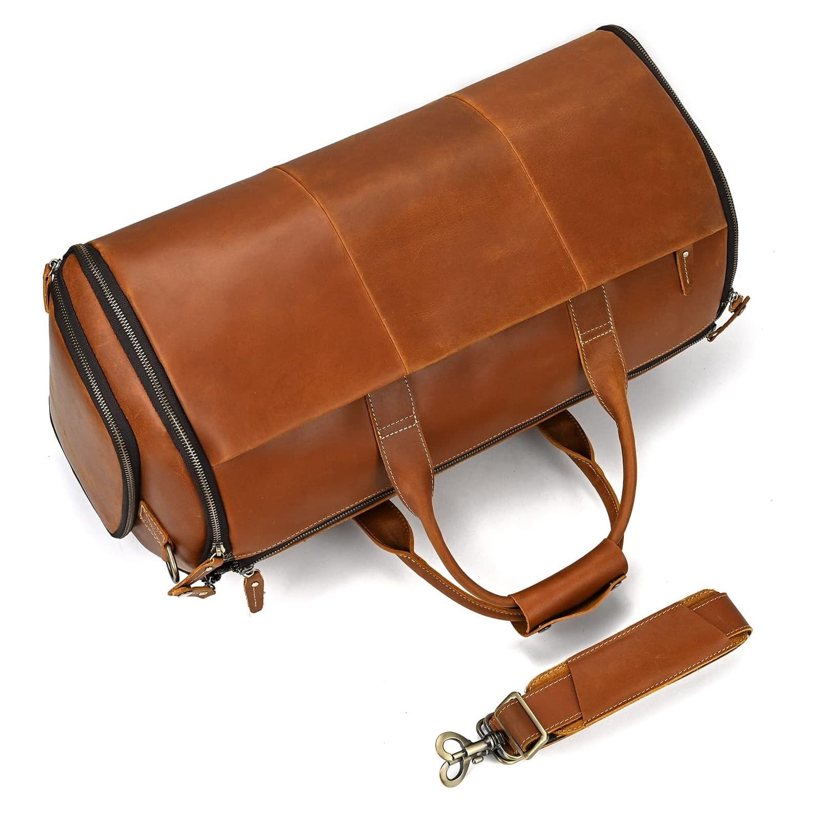 Leder Weekender Herren Damen auf dem boden