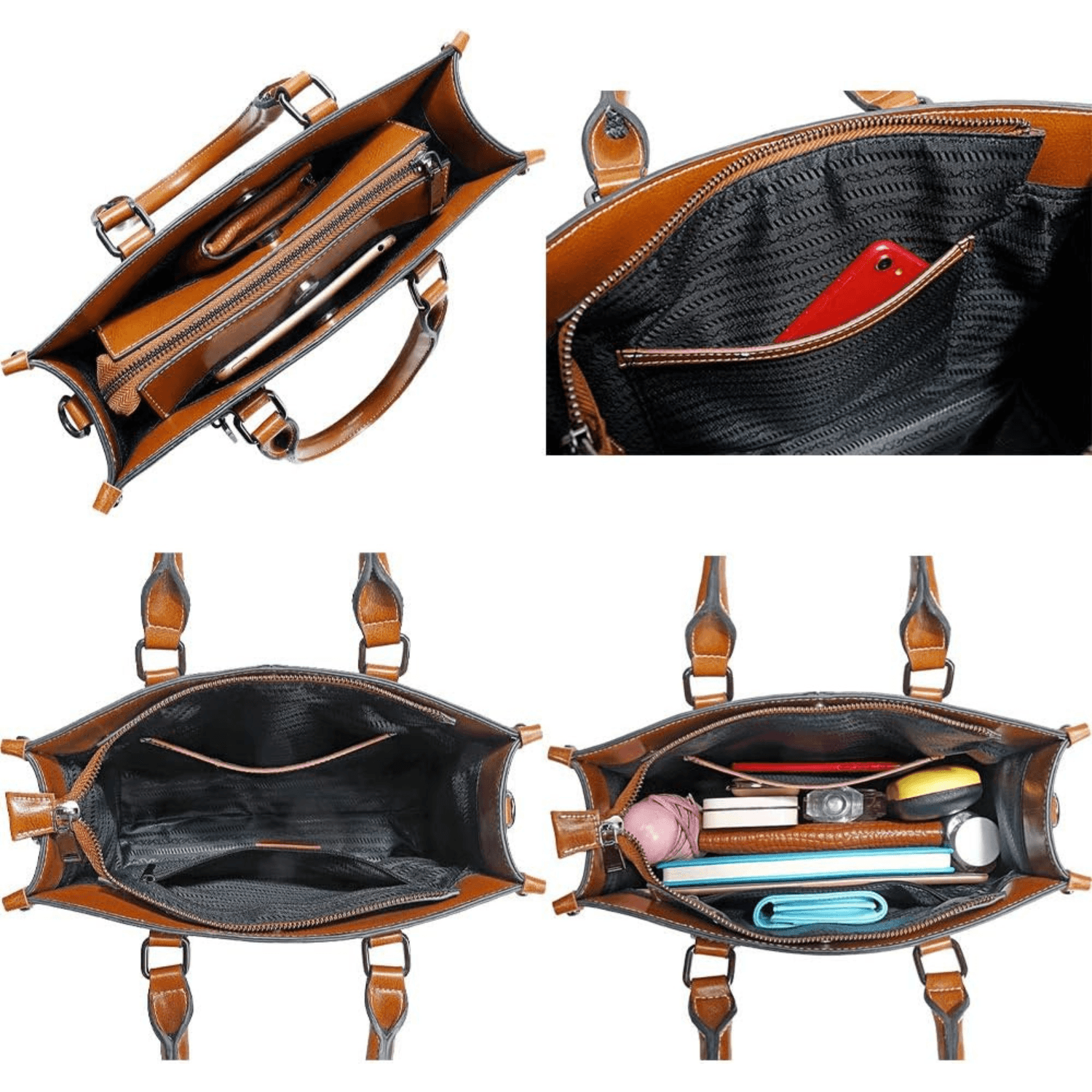 Ledertasche Damen, Handtasche Leder innen