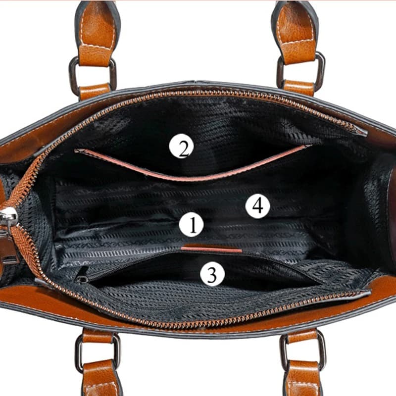 Ledertasche Damen, Handtasche Leder innendetails