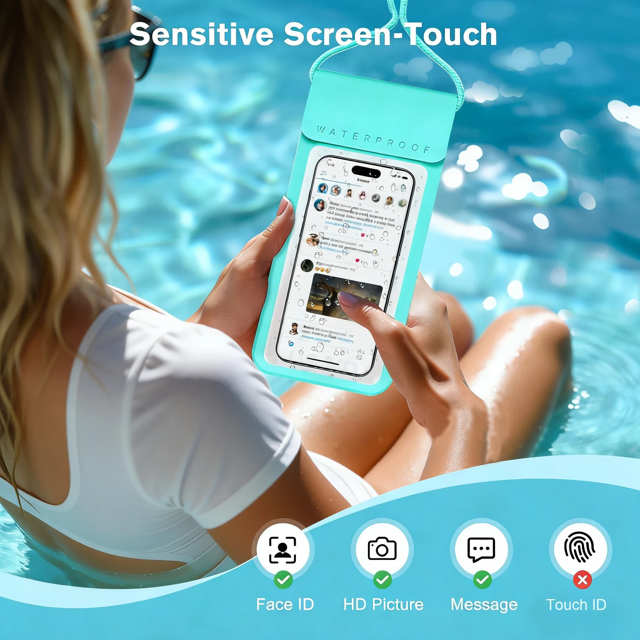 Wasserdichte Huelle am Strand