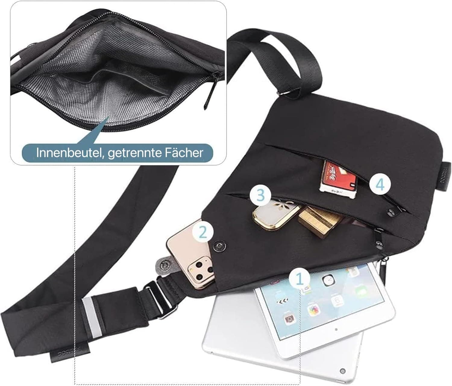 Diebstahlsichere Tasche innen