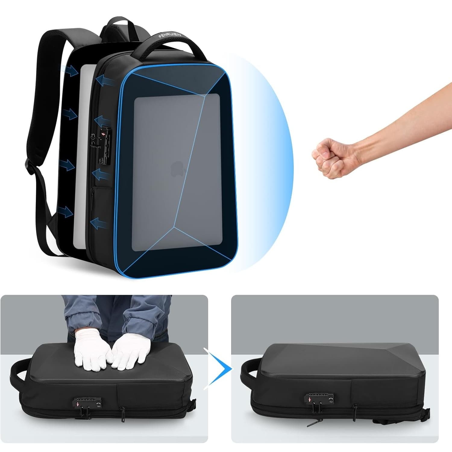 Laptop Rucksack Damen Herren details