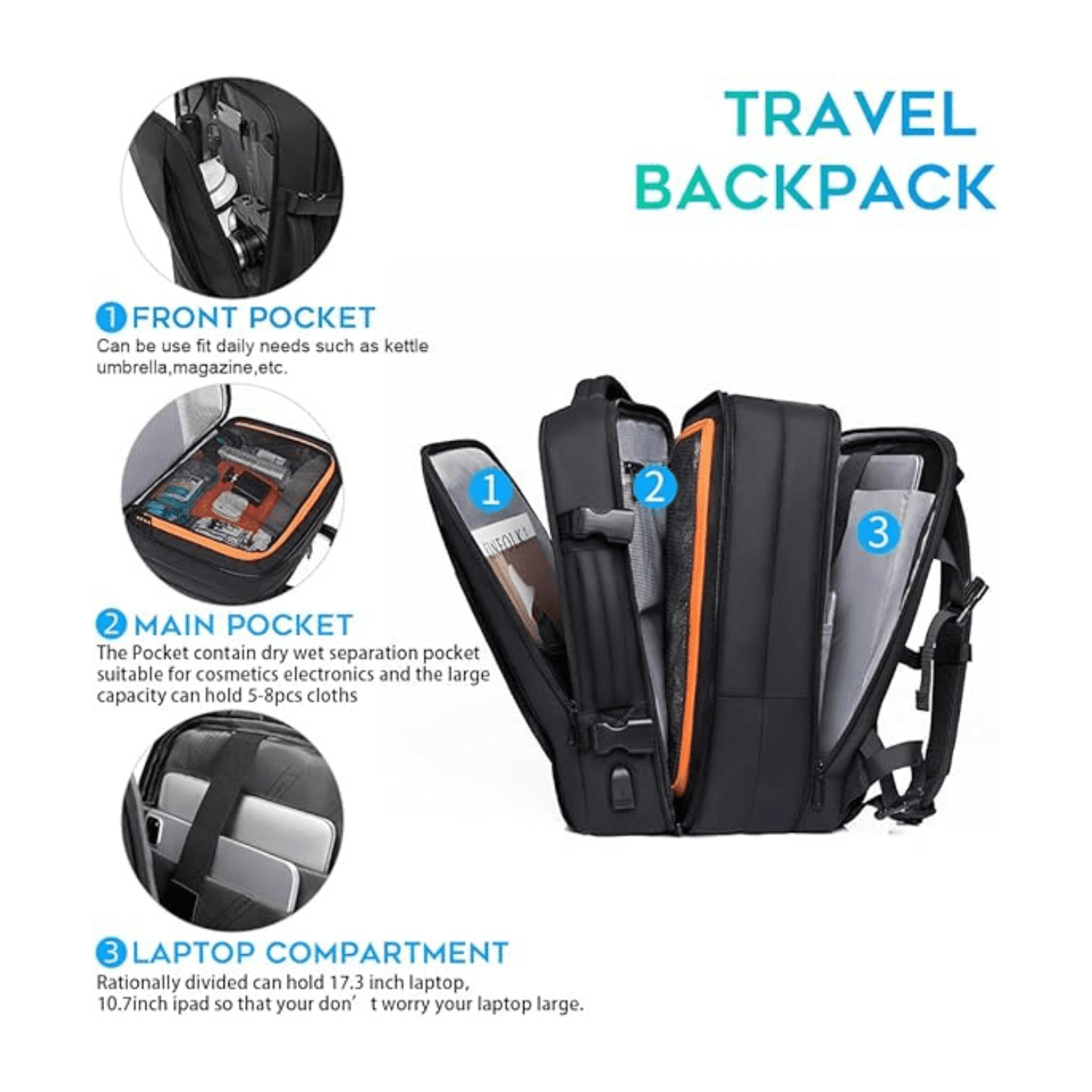 Reiserucksack herren, großer rucksack details