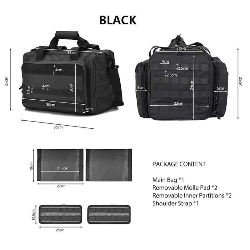 Waffentasche für Kurzwaffen schwarz maße