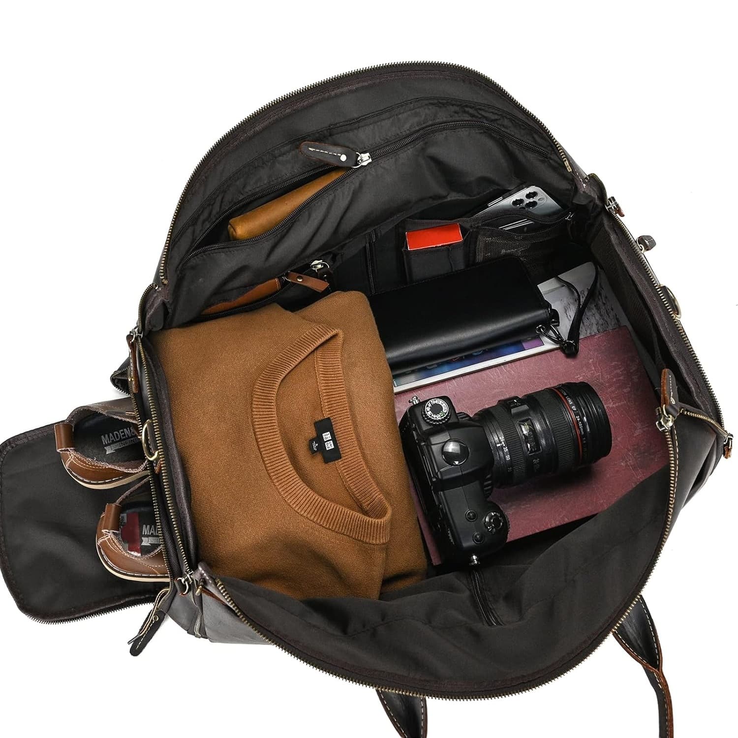 Leder Weekender Herren Damen innen
