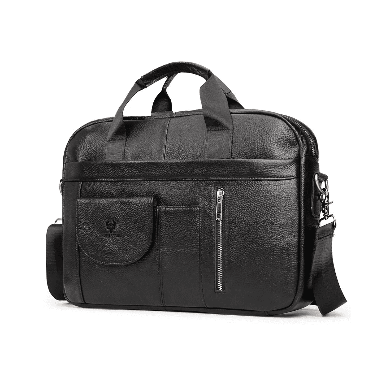 Laptoptasche Leder Herren schwarz schräg