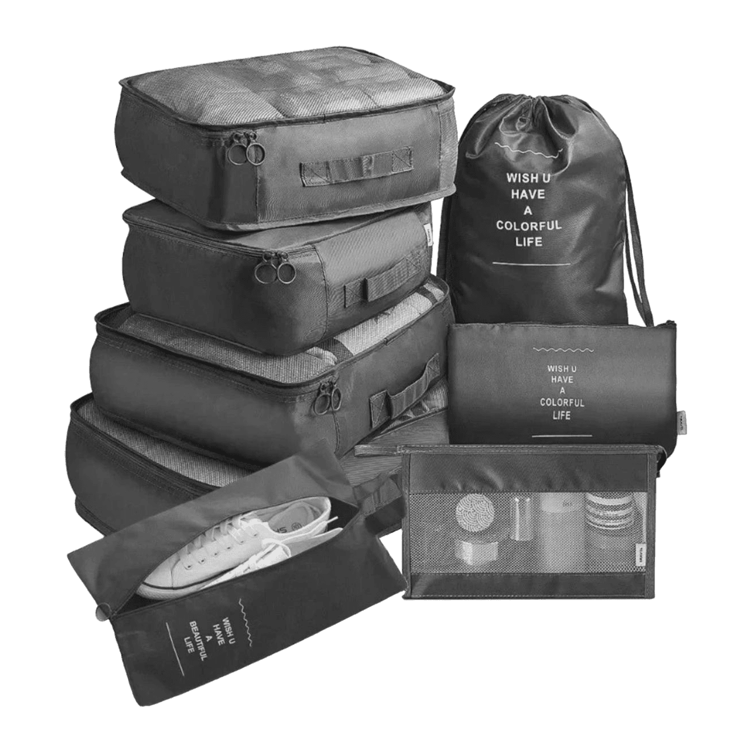 7-teiliges Reise-Organizer-Set für Koffer & Rucksack - Stressfreies Reisen, Alles geordnet, nichts mehr vergessen