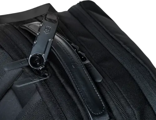 Schwarzer Rucksack für Damen & Herren details verschluss