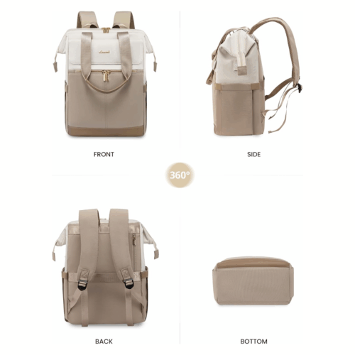 Moderner Rucksack Damen beige alle seiten
