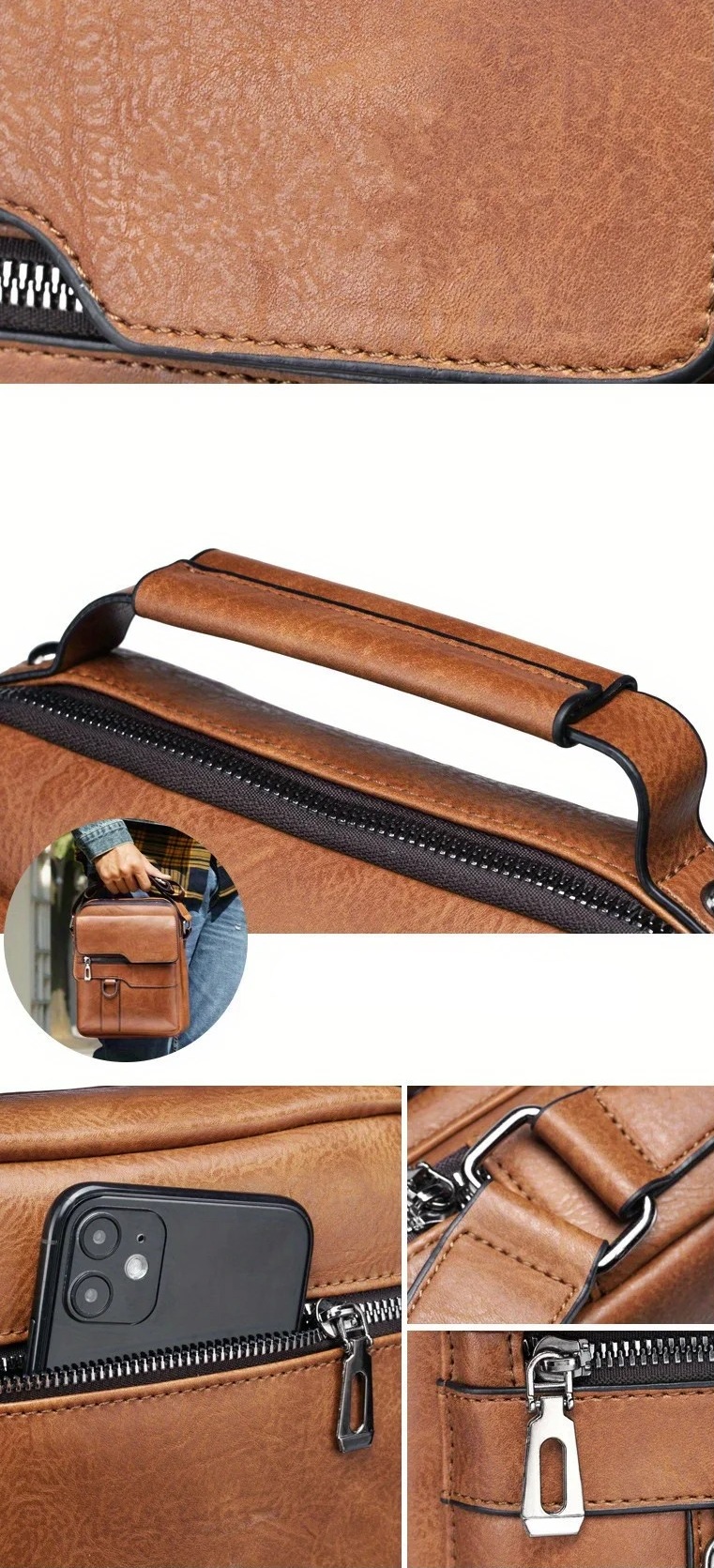 Leder Umhängetasche Herren details