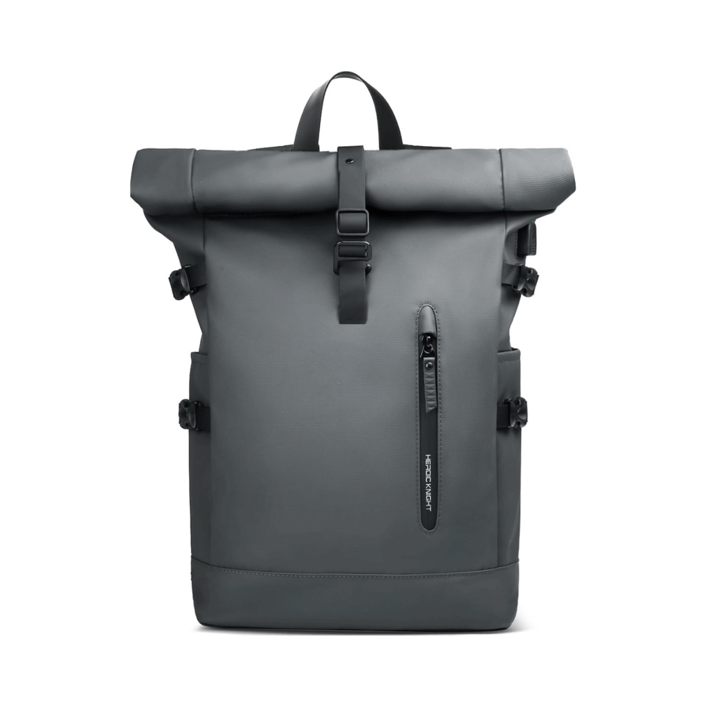 Rolltop Rucksack Damen Herren weiß grau