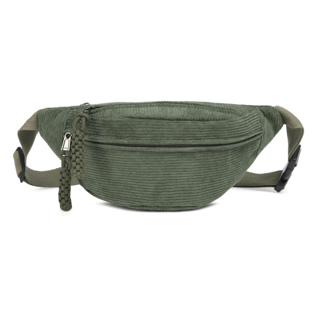 Bauchtasche cord Damen groß grün