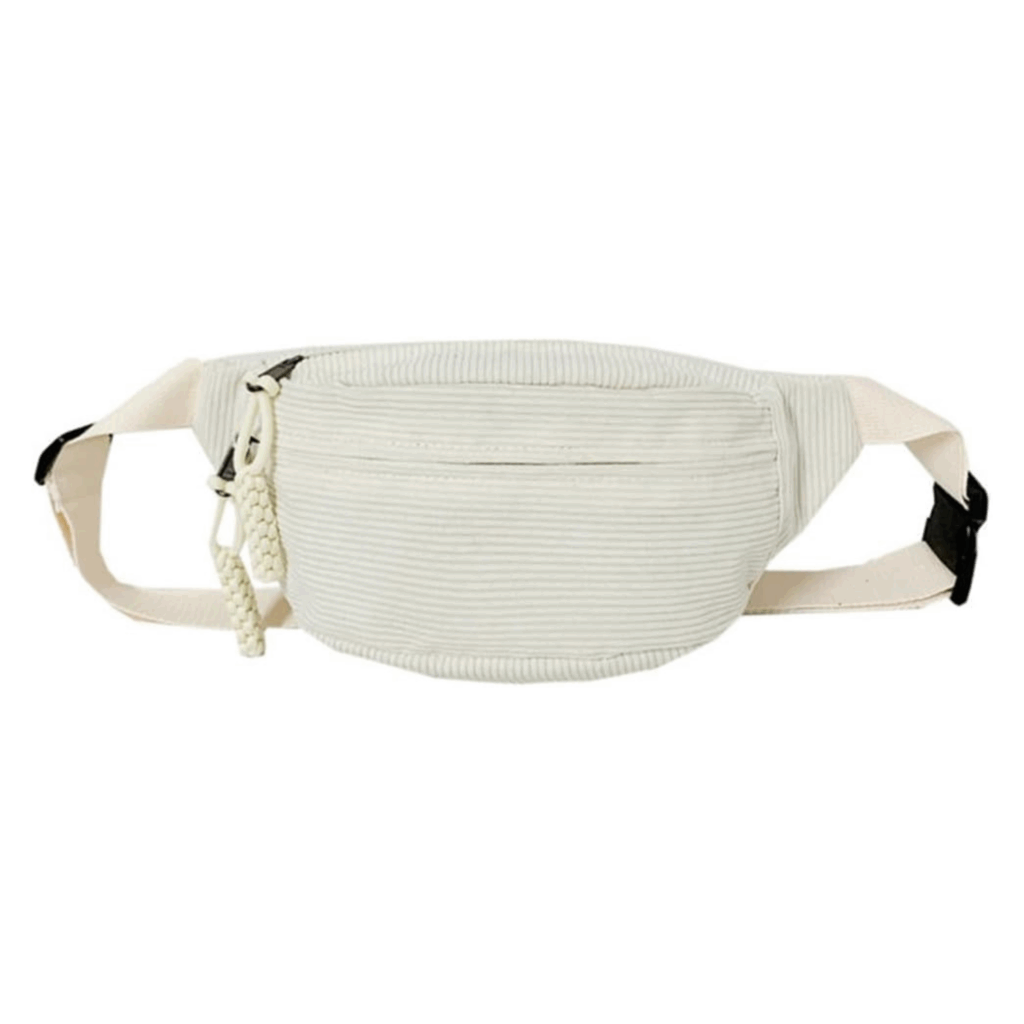 Bauchtasche cord Damen groß weiß