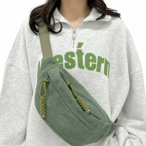Bauchtasche cord Damen groß vorne