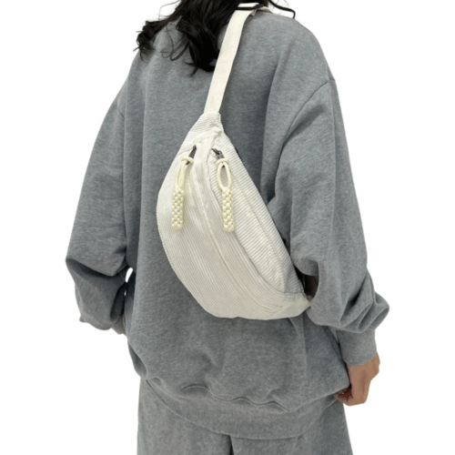 Bauchtasche cord Damen groß weiß vorne