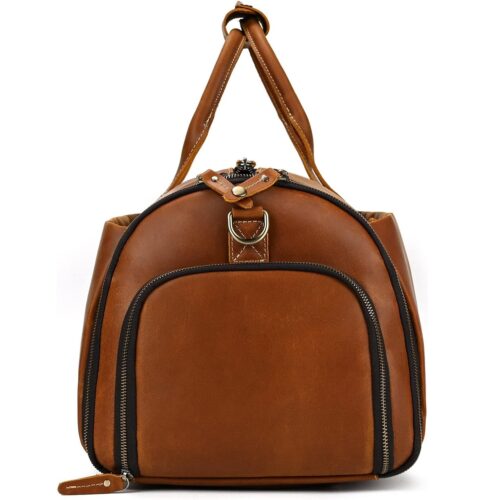 Leder Weekender Herren Damen seitlich