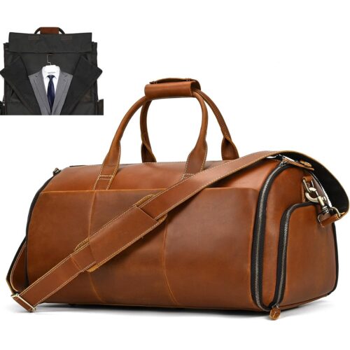 Leder Weekender Herren Damen vorne