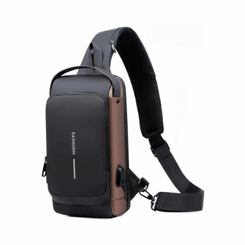 Brusttasche Herren, Diebstahlsichere tasche braun