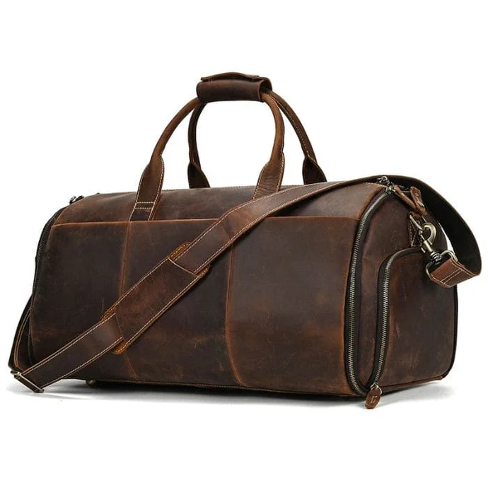 Leder Weekender Herren Damen kaffee