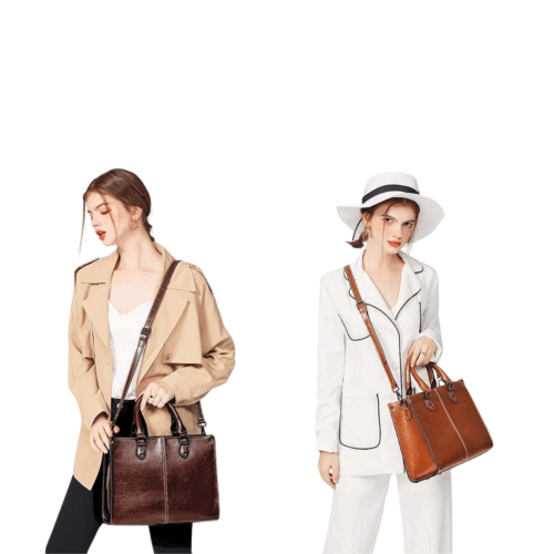 Ledertasche Damen, Handtasche Leder mit zwei frauen