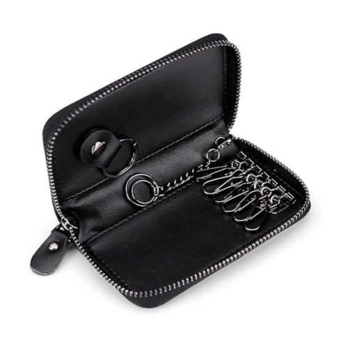 Schlüsseltui aus Leder für Herren Damen, Schlüsselbund innen leer