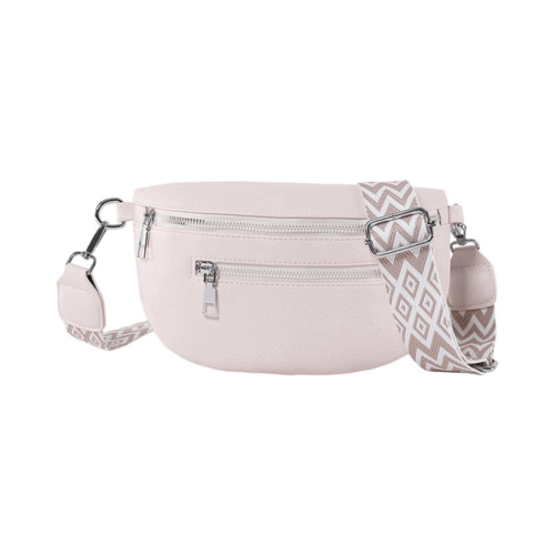 Bauchtasche damen, kleine Gürteltasche Damen Leder grau beige