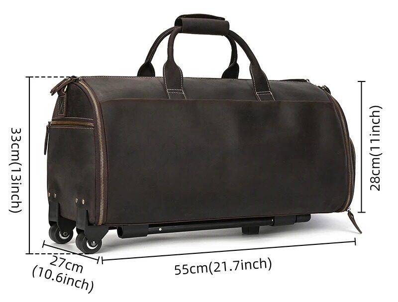 Leder Weekender Herren masse mit rollen