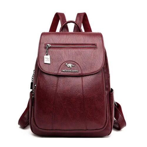 Lederrucksack Damen Elegant und modern weinrot