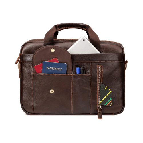 Laptoptasche Leder Herren mit karten ausgefüllt