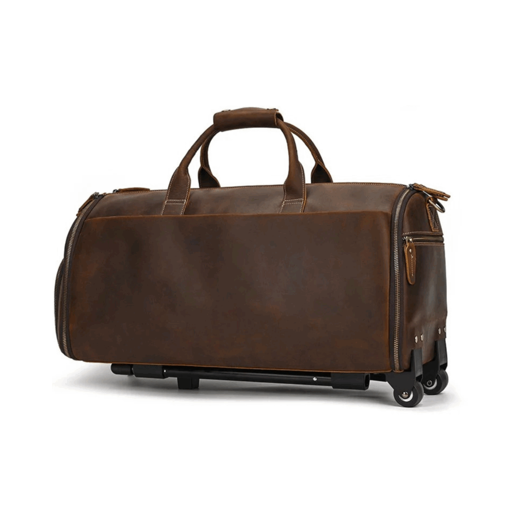 Leder Weekender Herren Kaffee mit Rollen