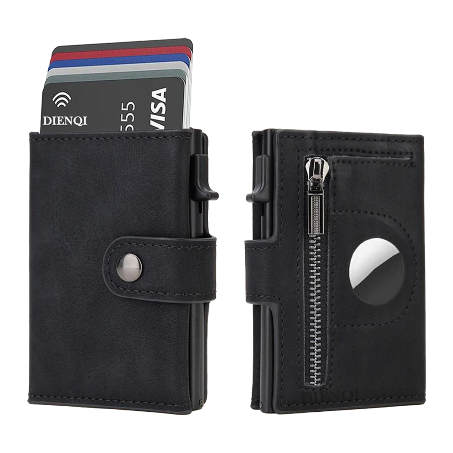 Slim Wallet Herren - Kartenetui mit Pop-up-Kartenfach, RFID-Schutz, Münzfach und AirTag-Fach
